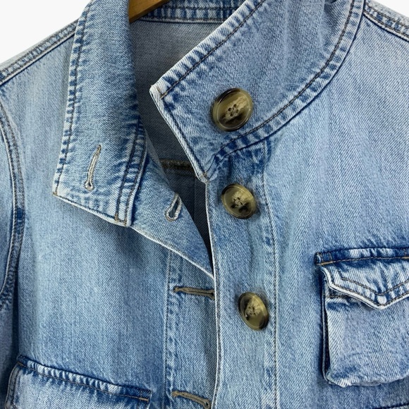 LOFT Jean Jacket Denim Blue Size Small A8 - Picture 4 of 14